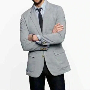 J.CREW Men's Large Pinstripe Unconstructed Ludlow Oxford Sport Coat Blazer Two B